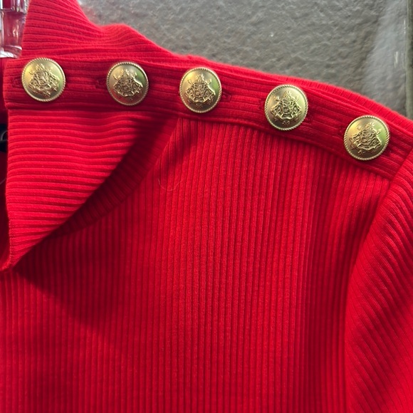 J. Crew Red and Gold Turtleneck Sweater with Elegant Cowl DesignNWT - Picture 4 of 5